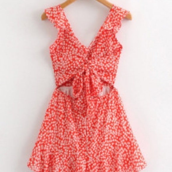 Calico Print Ruffle Romper - Picture 3 of 3